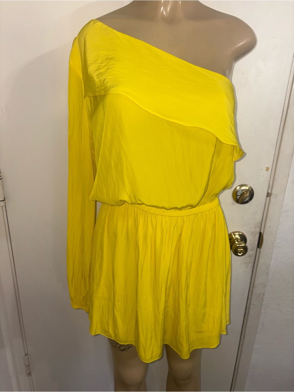 Ramy Brook Bright Yellow One-Shoulder Mini Dress
